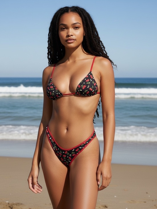 Pretty Woman Boutique Other - Cherry Print Halter Cheeky Bikini Set